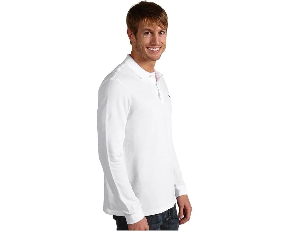 Поло Lacoste с длинным рукавом из пике с вышитым крокодилом