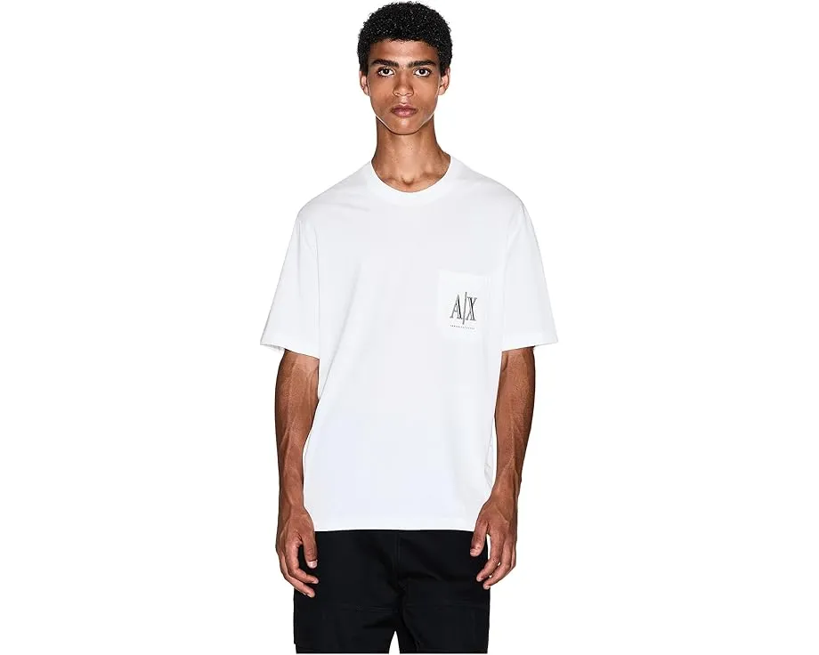 Футболка Armani Exchange с логотипом и нагрудным карманом цвет Off White