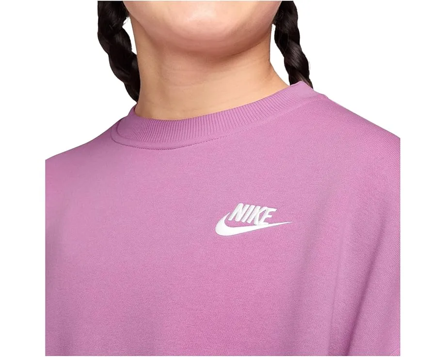 Свитшот Nike Kids Sportswear Club Fleece Boxy Crew Neck с вышитым логотипом