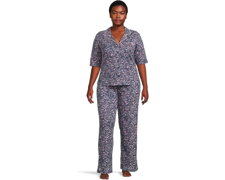 Пижамный комплект Karen Neuburger с коротким рукавом и отложным воротником