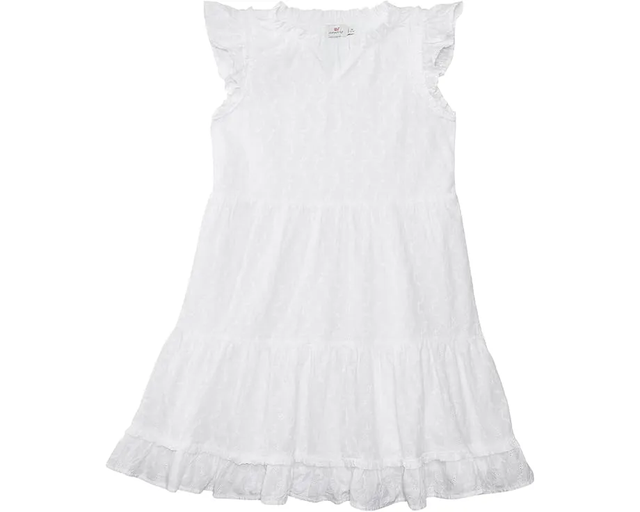 Платье Vineyard Vines Kids Eyelet Ruffle для девочек с рюшами и гипюром