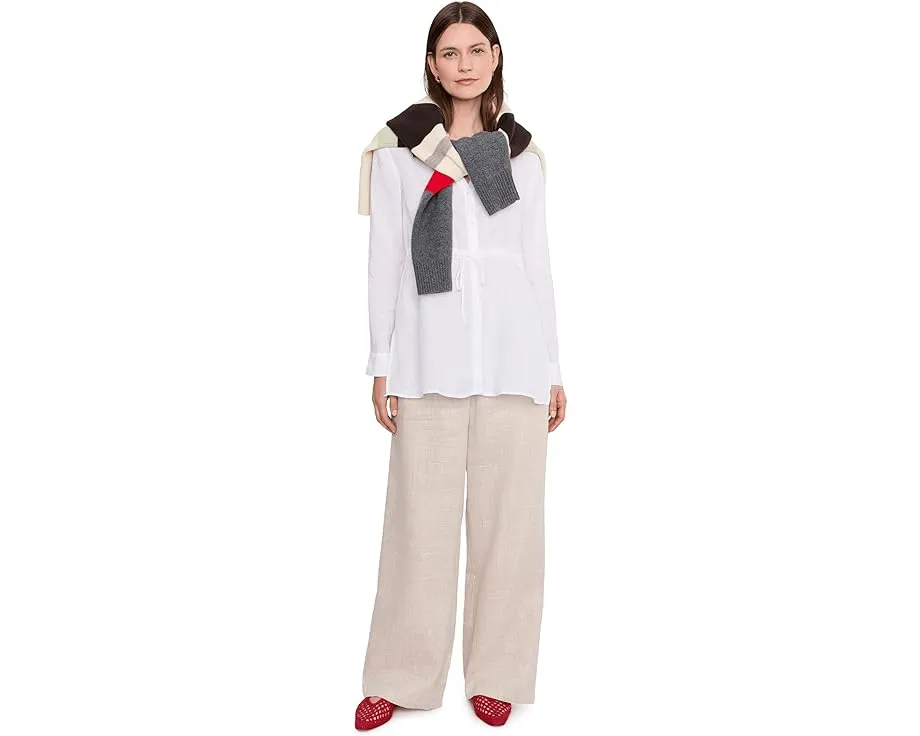 Petite Organic Handkerchief Linen Long Shirt With Drawstring
