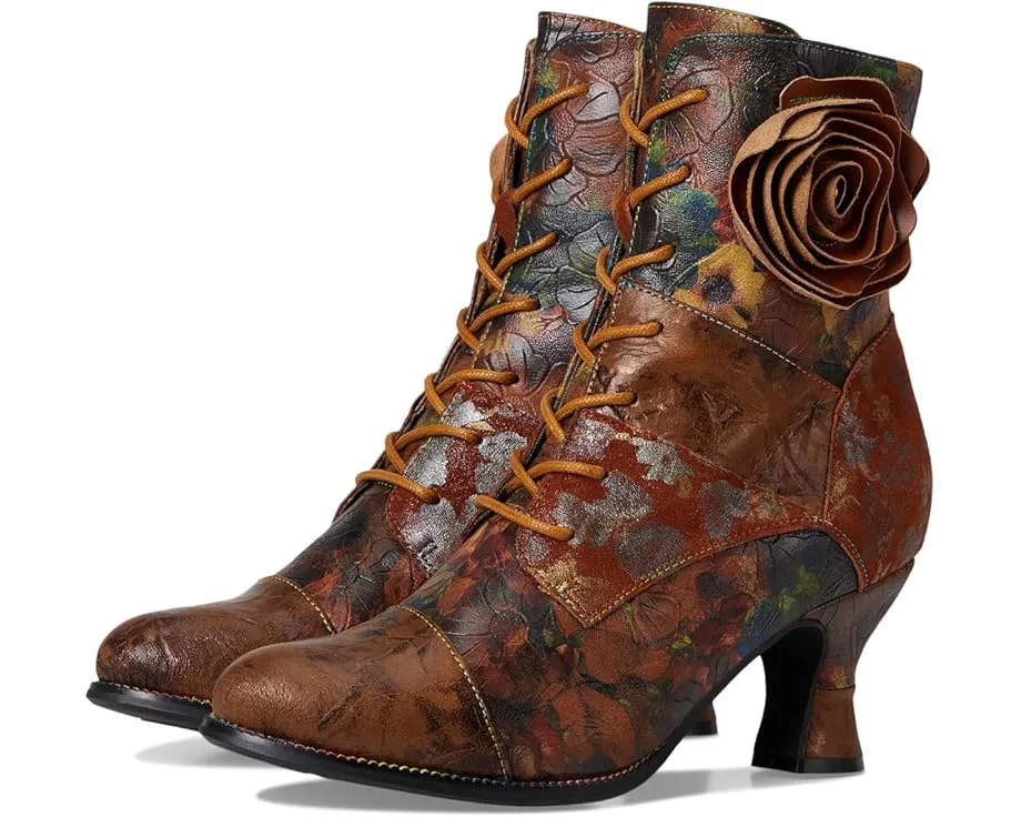 Ботильоны L'Artiste by Spring Step Roselia-flow с бархатным цветком и шнуровкой