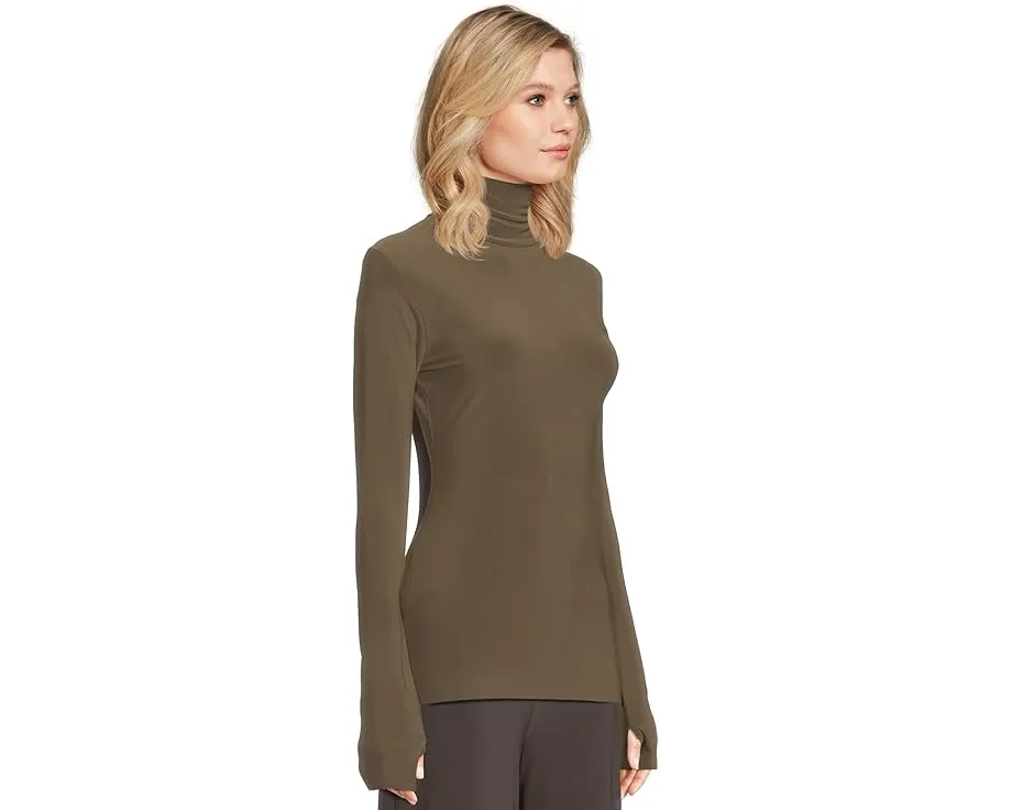 Norma Kamali Топ с длинным рукавом Slim Fit Long Sleeve Turtle Top с принтом и отверстиями для большого пальца