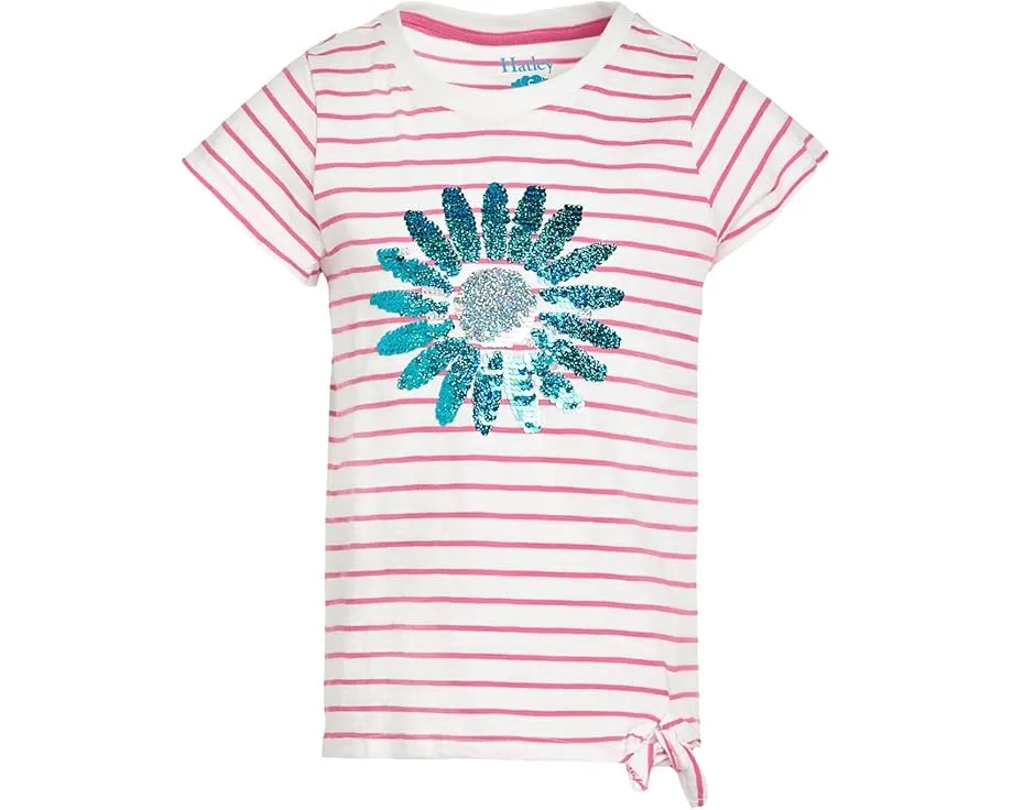 Футболка Hatley Kids с полосками и цветочным принтом и завязкой спереди