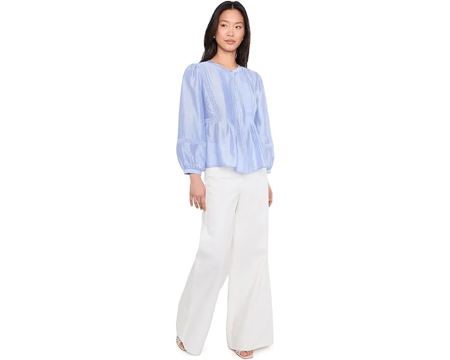 Топ Vince Camuto с круглым вырезом и плиссированной вставкой спереди