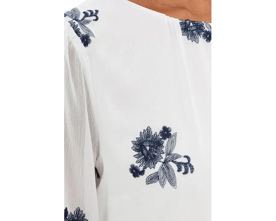 Блуза CeCe с длинным рукавом и вышивкой на манжетах