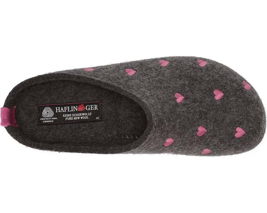 Тапочки-клоги Haflinger Cuoricini с пробковой стелькой и сердечками