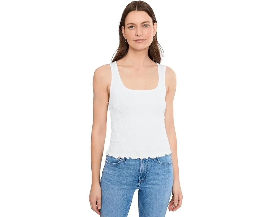 Madewell топ с круглым вырезом и сборкой