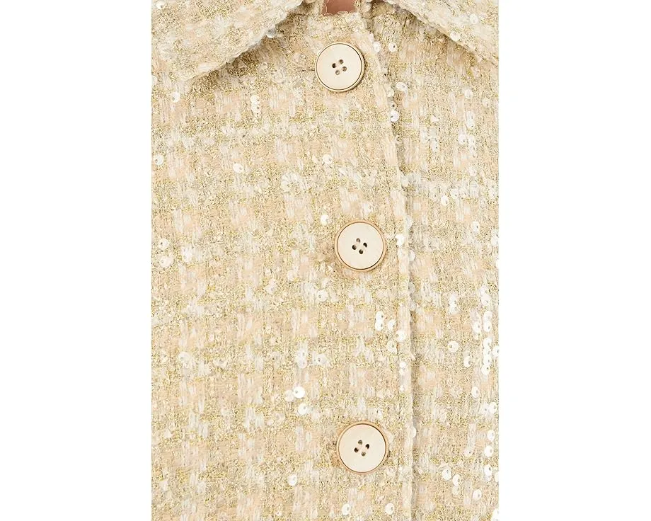 Жакет из твида с длинным рукавом и застежкой на пуговицы с пайетками Vince Camuto