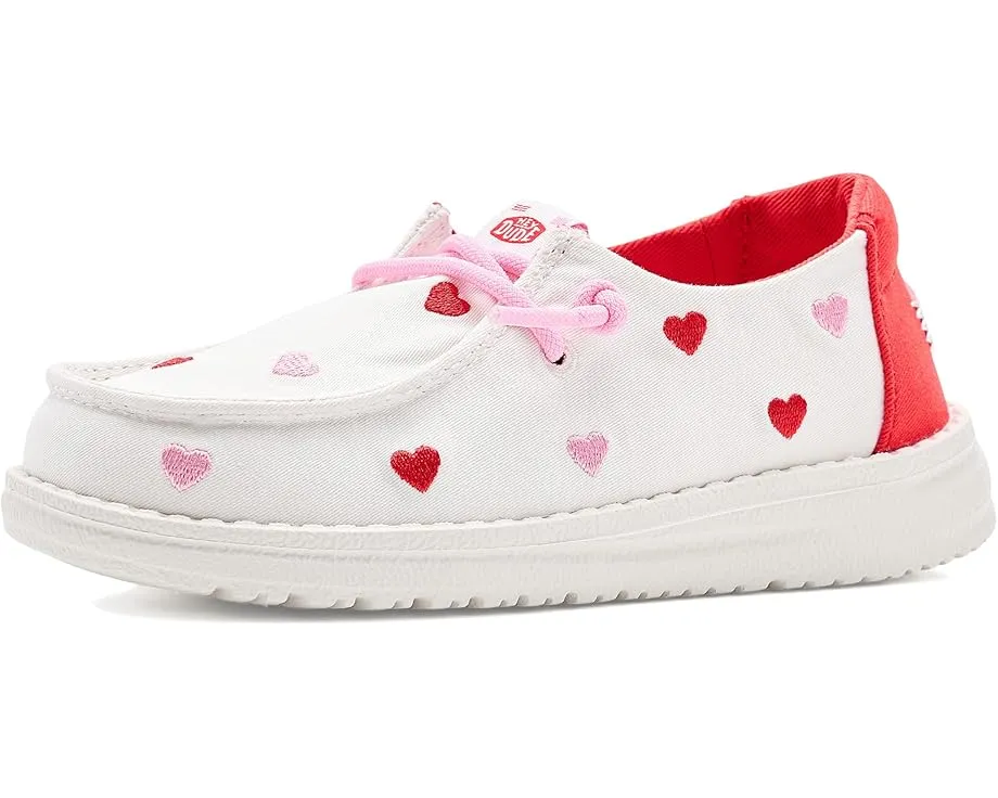 Hey Dude Kids Детские туфли Wendy Embroidered Hearts с вышитыми сердцами на хлопковом верхе
