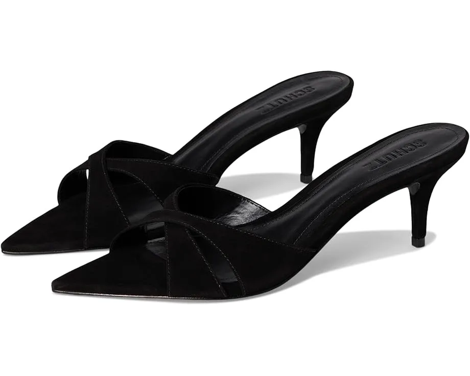 Туфли-мюли Schutz Hilda Leaf из замши на шпильке с перекрещивающимися ремешками