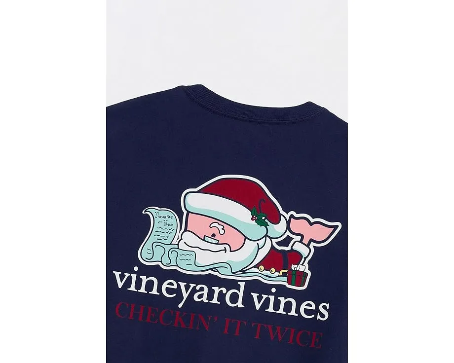 Vineyard Vines Длинная футболка с карманом и новогодним принтом Santa Whale List