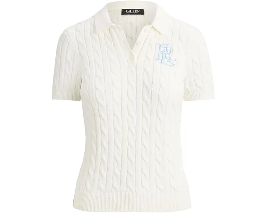 Cable-Knit Cotton Polo Sweater