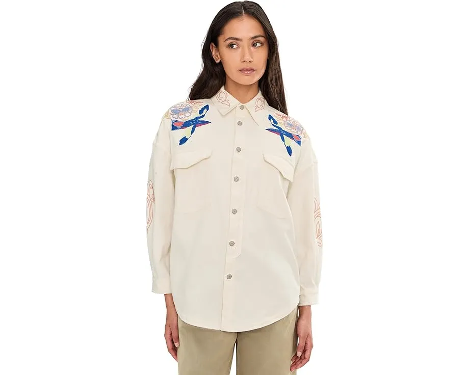 Free People рубашка We The Free Take Flight с вышивкой и оверсайз крой