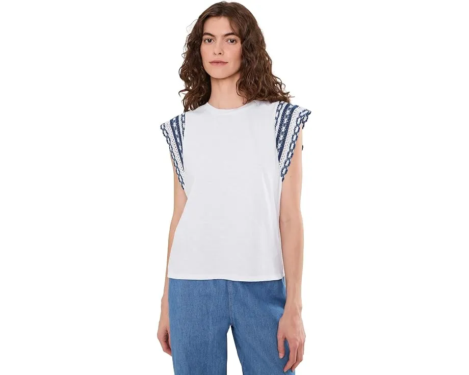 Хлопковая футболка с трикотажной отделкой NIC+ZOE Knit Trim