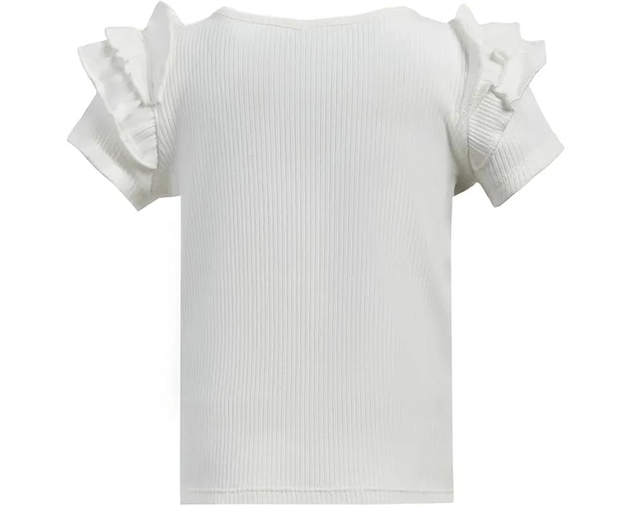 Блузка для девочки Janie and Jack с короткими рукавами в рубчик и рюшами