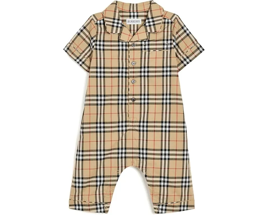 Детский боди Burberry Kids Andreas Newborn с принтом в клетку
