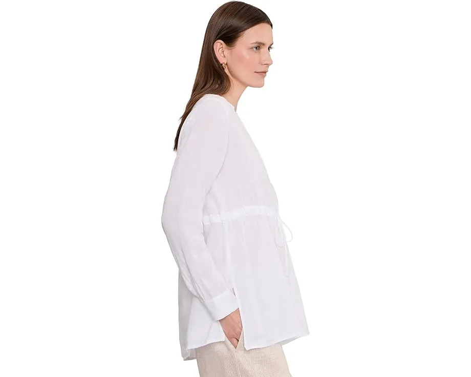 Petite Organic Handkerchief Linen Long Shirt With Drawstring