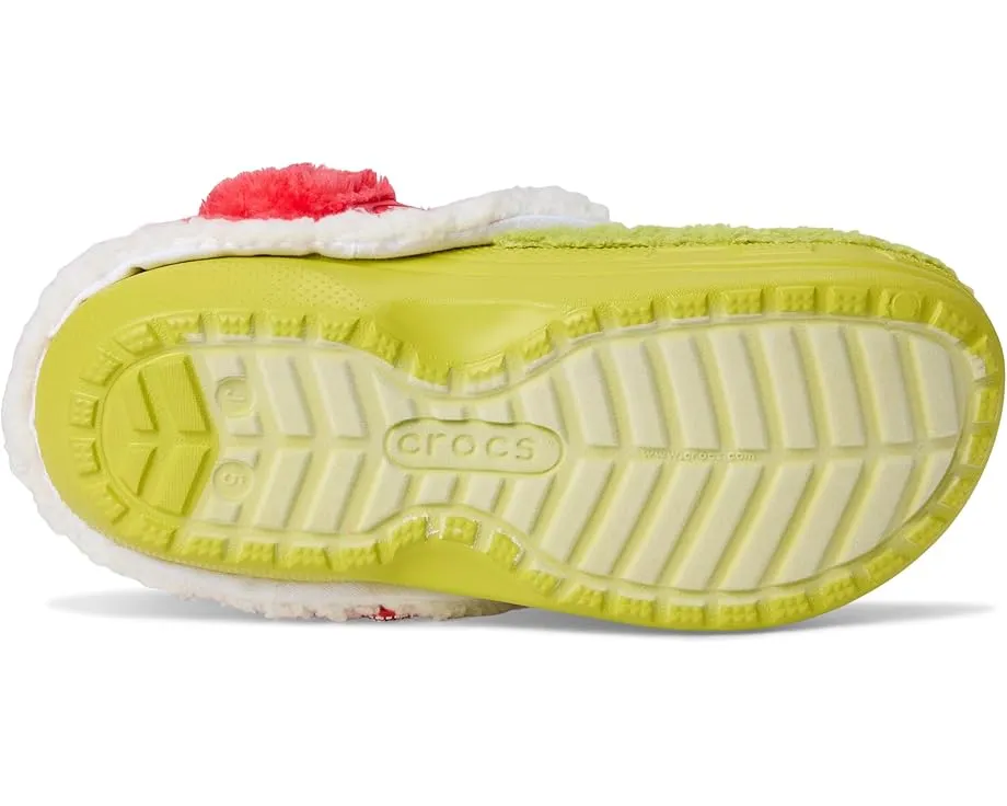 Теплые детские сабо Crocs Kids с подкладкой в стиле Гринча