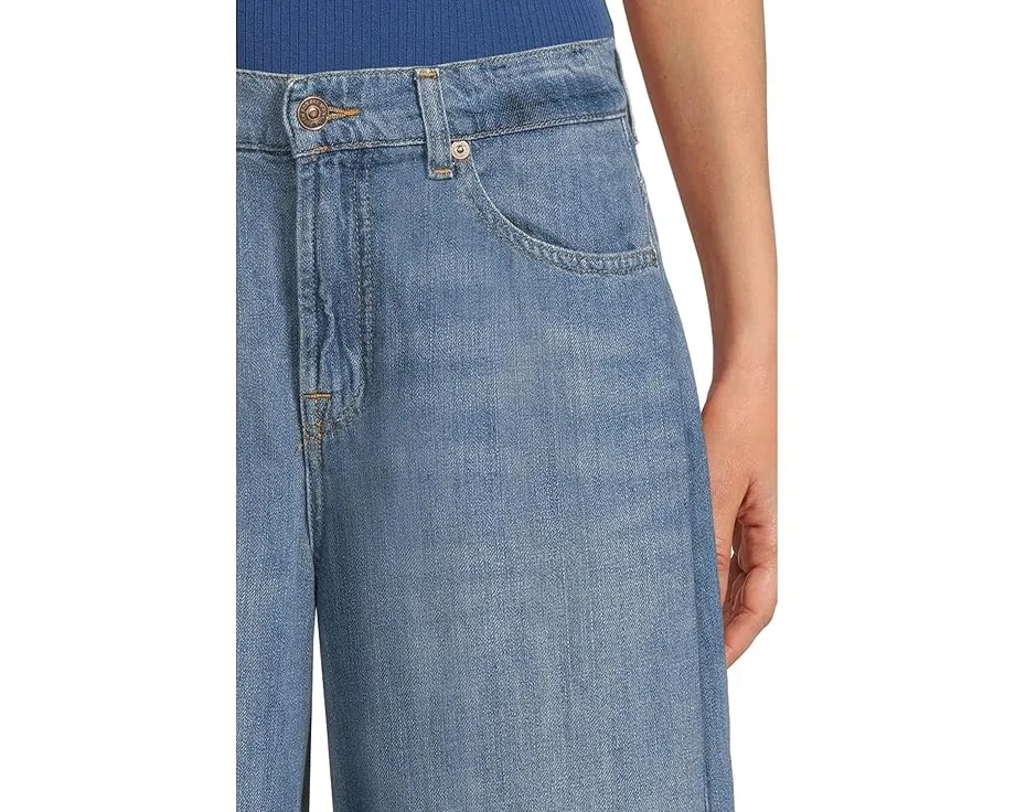 Широкие укороченные брюки 7 For All Mankind Willow Wide Crop из льна и хлопка