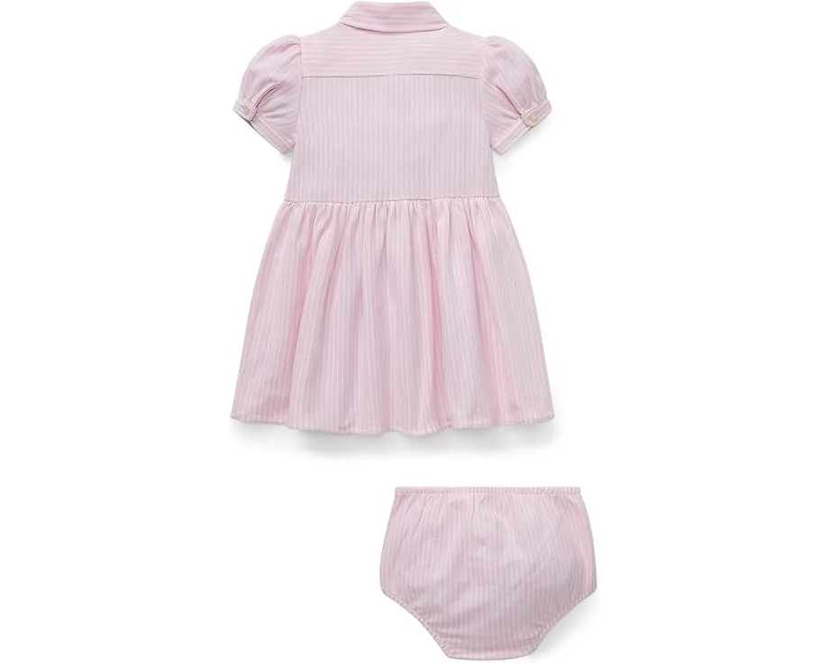 Детское платье Polo Ralph Lauren Kids в полоску с воланами и пышными рукавами