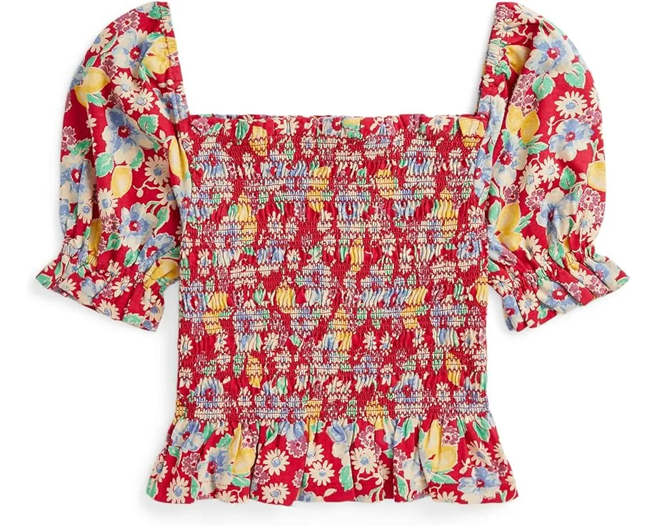 Детская блузка Polo Ralph Lauren Kids с цветочным принтом и сборками для старших детей