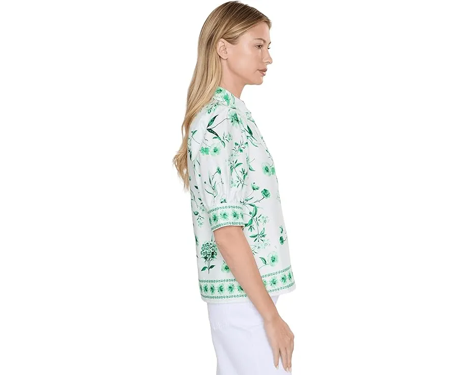 CeCe топ Cotton Sateen Hidden Placket из хлопкового сатина