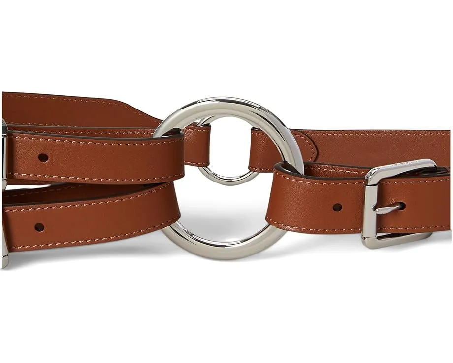 Кожаный ремень Lauren Ralph Lauren с тройной полосой и кольцом