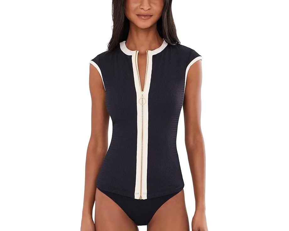 Seafolly Солнцезащитный топ Bandwave Cap Sleeve Sunvest