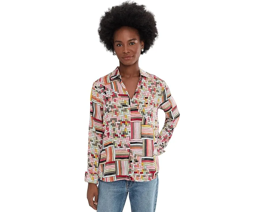 Блуза NIC+ZOE Colorweave с принтом и воротником из переработанного полиэстера