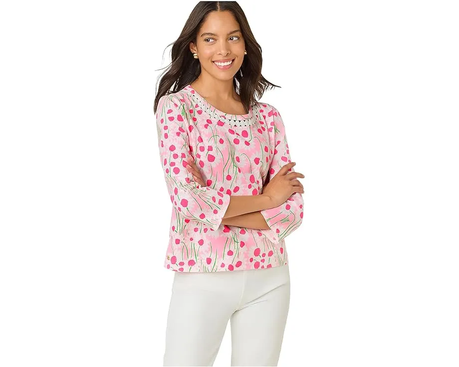 Топ с рукавом три четверти Lilly Pulitzer Clairmont Tri с отделкой кружевом