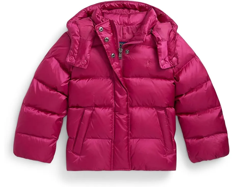 Детская куртка Polo Ralph Lauren Kids с капюшоном и металлическим эффектом на пуховом утеплителе