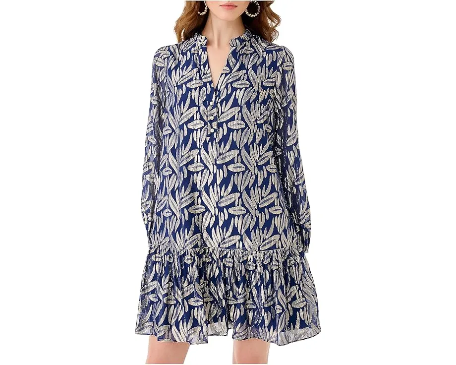 Платье Lilly Pulitzer Evaline из шелка с длинным рукавом и оборками