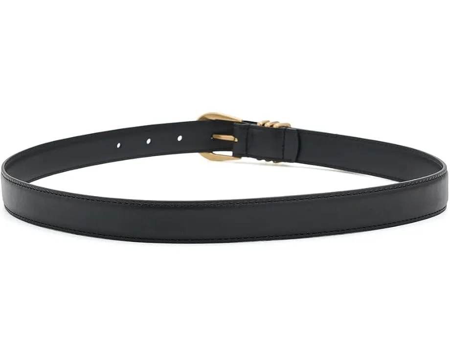 Ремень Lauren Ralph Lauren Metal-Keeper Leather Skinny Belt из черной кожи