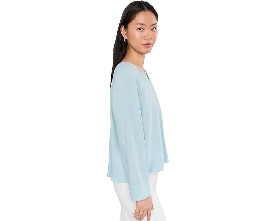 Organic Handkerchief Linen Split Neck Top