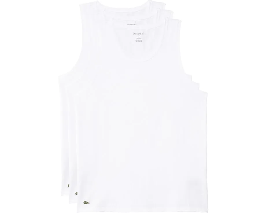 Три майки Lacoste Slim Fit из 100% хлопка с круглым вырезом и фирменным крокодилом