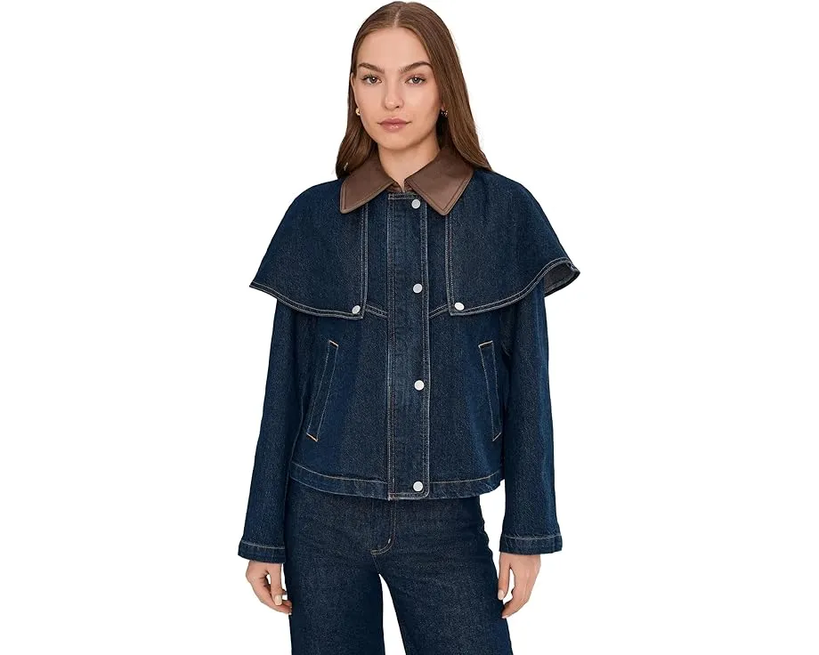 Короткое пальто-накидка Avec Les Filles с кожаными деталями