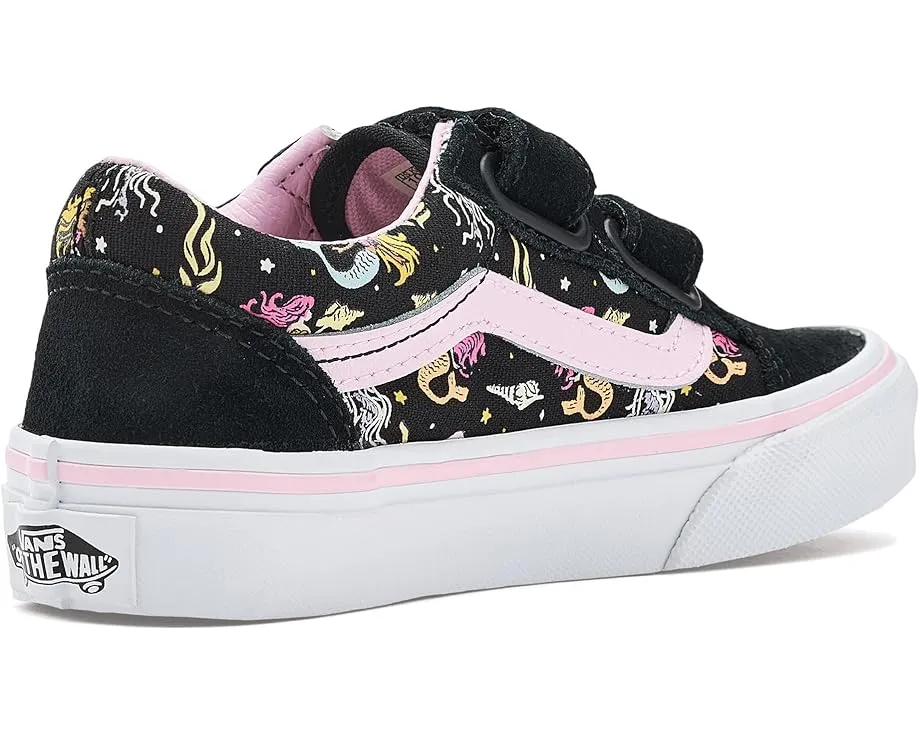 Кроссовки Vans Kids Old Skool V с блестками и застежками на липучках