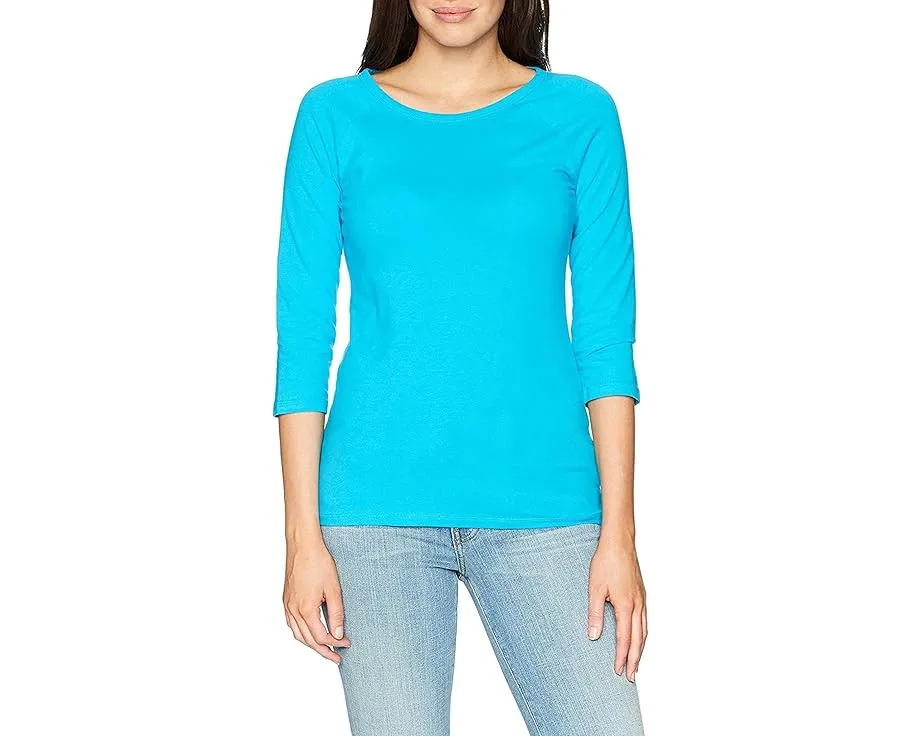 Футболка Stretch Cotton Raglan Sleeve Tee Hanes с рукавом реглан