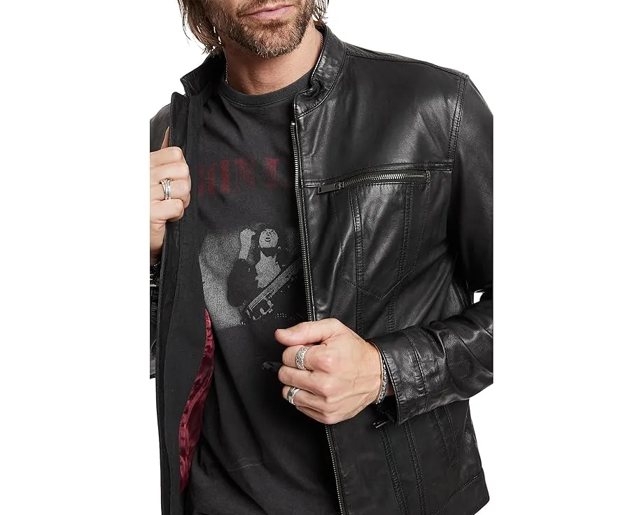 Кожаная куртка John Varvatos BRANDO BAND COLLAR на молнии