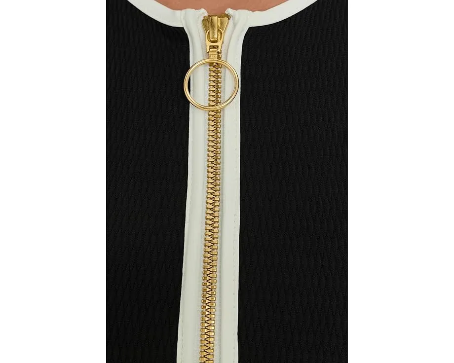 Топ купальный Seafolly Beach Bound с молнией спереди и контрастной окантовкой