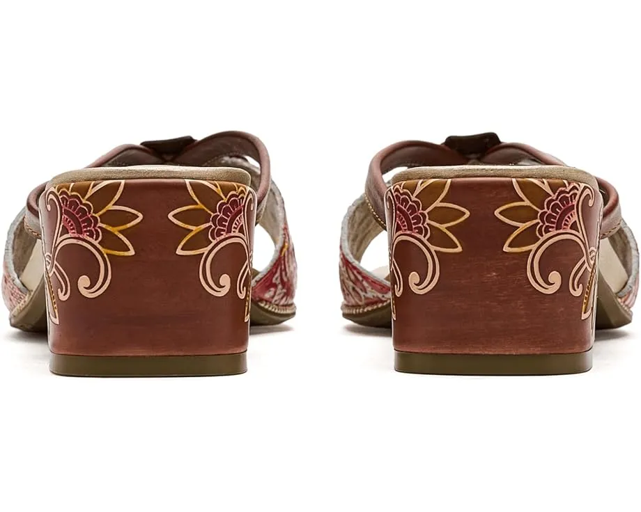 L'Artiste by Spring Step Сандалии Europa из кожи с цветочным тиснением и блочным каблуком