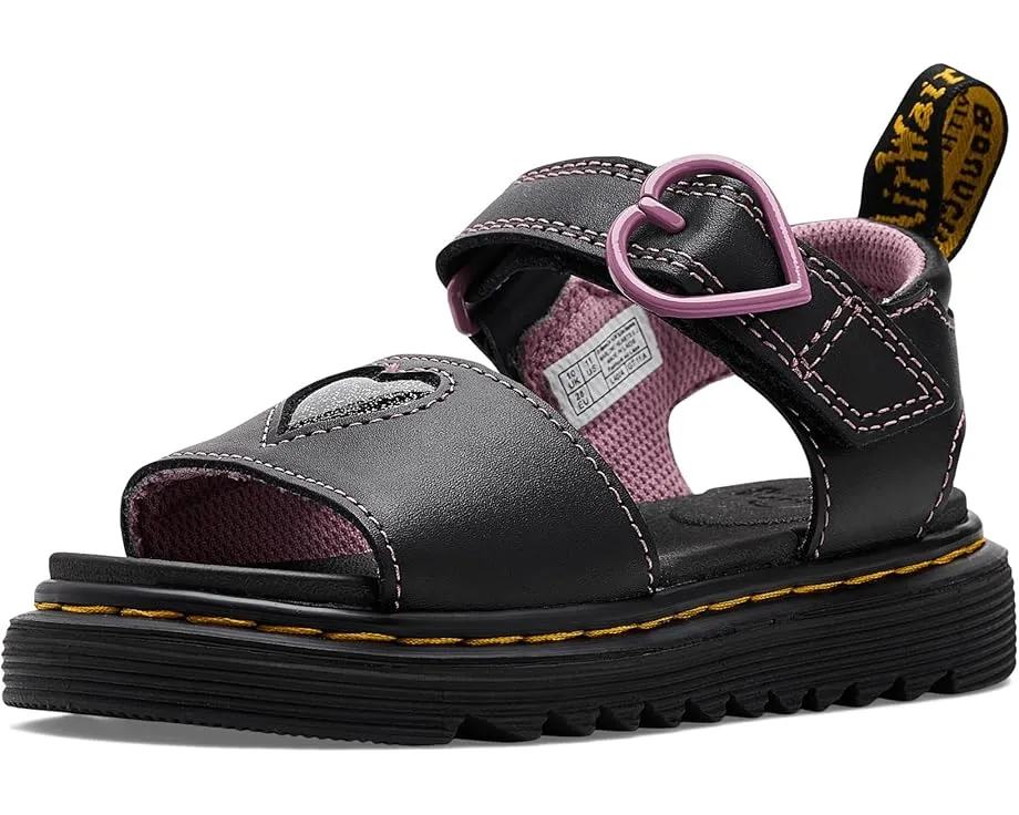 Детские сандалии Dr. Martens Marlowe Hearts II J с блестящим сердцем на регулируемых липучках