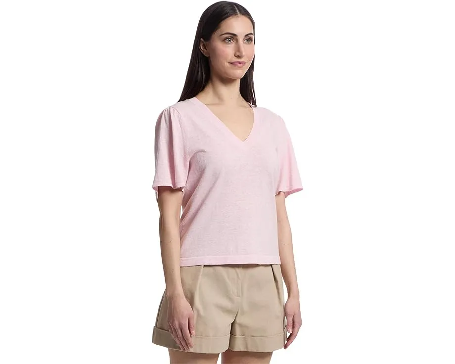 Свитер Lilla P с коротким рукавом и V-образным вырезом для расслабленного образа