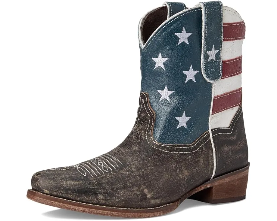 Ботинки Roper American Flag Shorty из состаренной кожи с дизайном флага