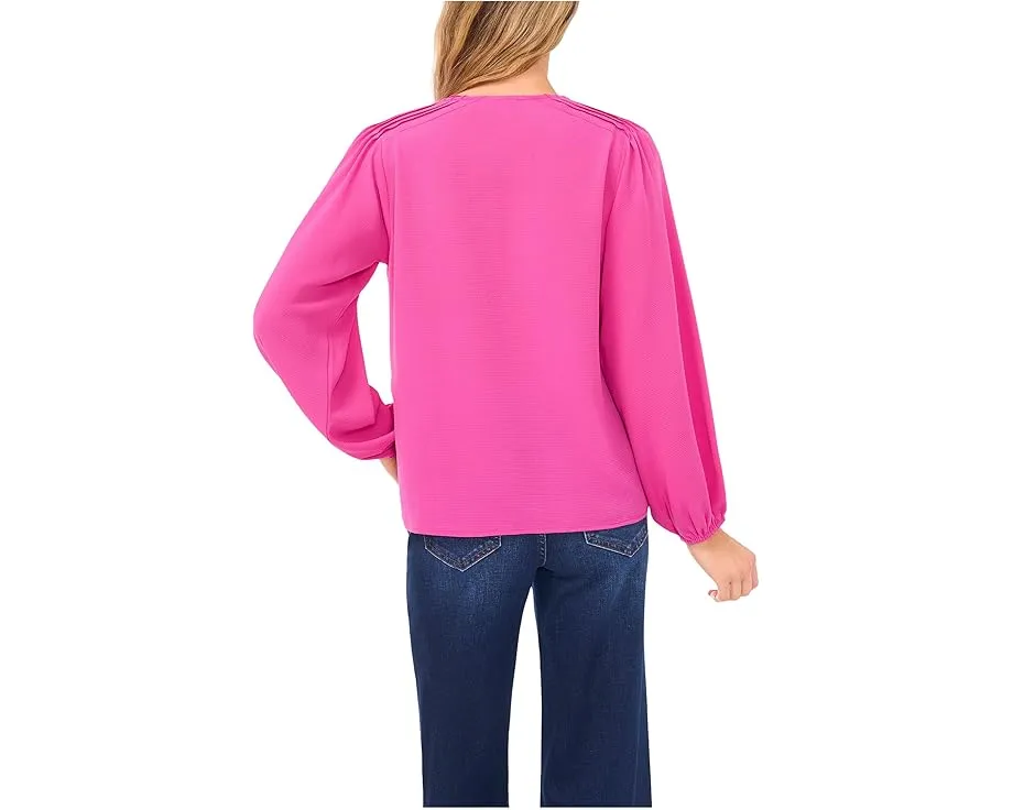 Блуза CeCe с длинными рукавами и отделкой вкруговую со сборками