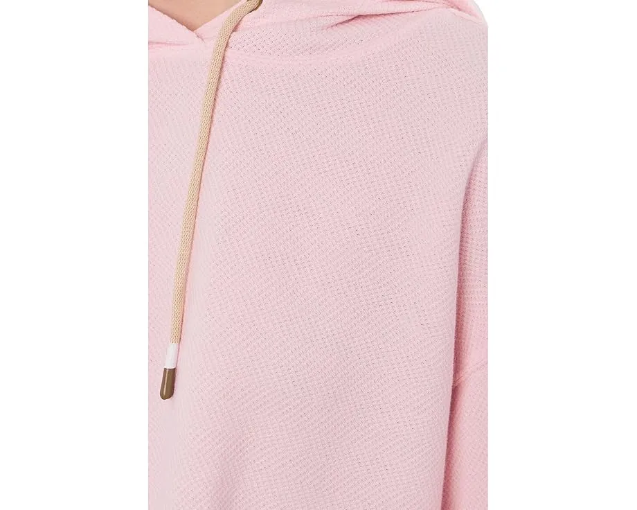 Textured Cotton Long Sleeve Shirttail Hoodie Sweatshirt