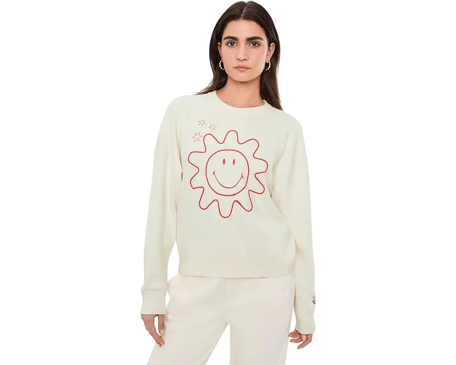 Свитер Barefoot Dreams CozyChic Ultra Lite Cotton с аппликацией улыбающегося солнца и звезд