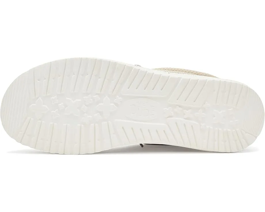 Кроссовки Hey Dude Wally Mesh Neutrals на шнурках-резинке с технологией Flex & Fold